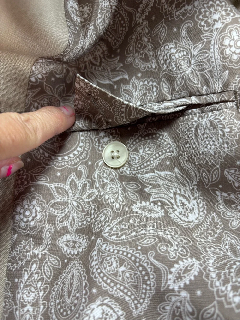 Lauren Ralph Lauren Men’s Linen Blend Sport Coat Blazer Beige Paisley Lining